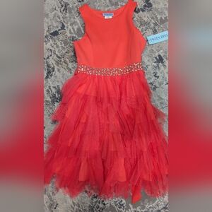 Neon Pink Tween Diva Girl's Dress with Ruffled Skirt